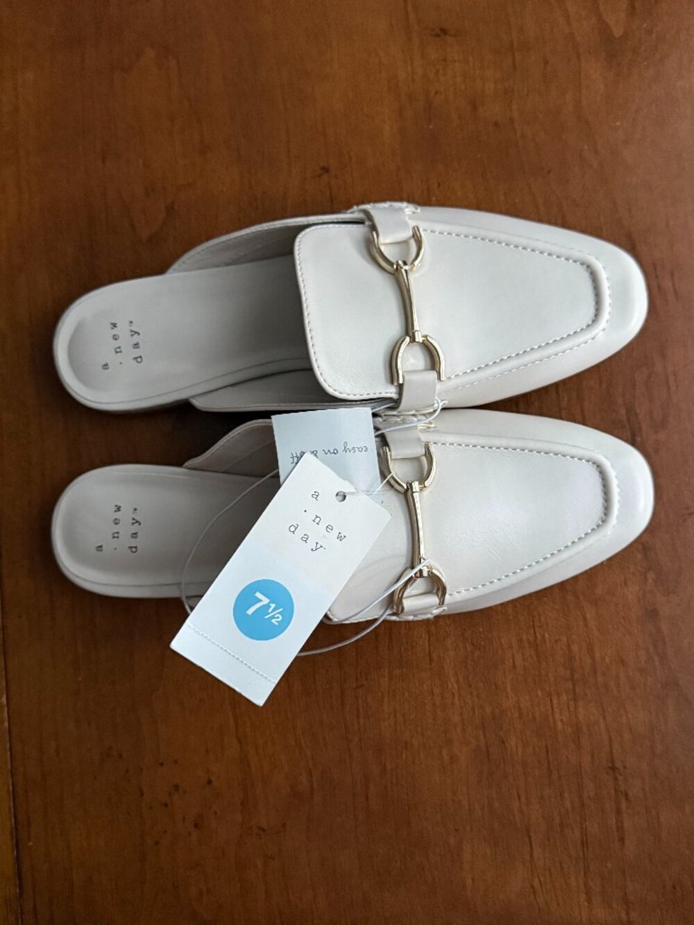 A New Day | White Slip-On Square Toe Loafer Comfort Flats, NWT | W7.5